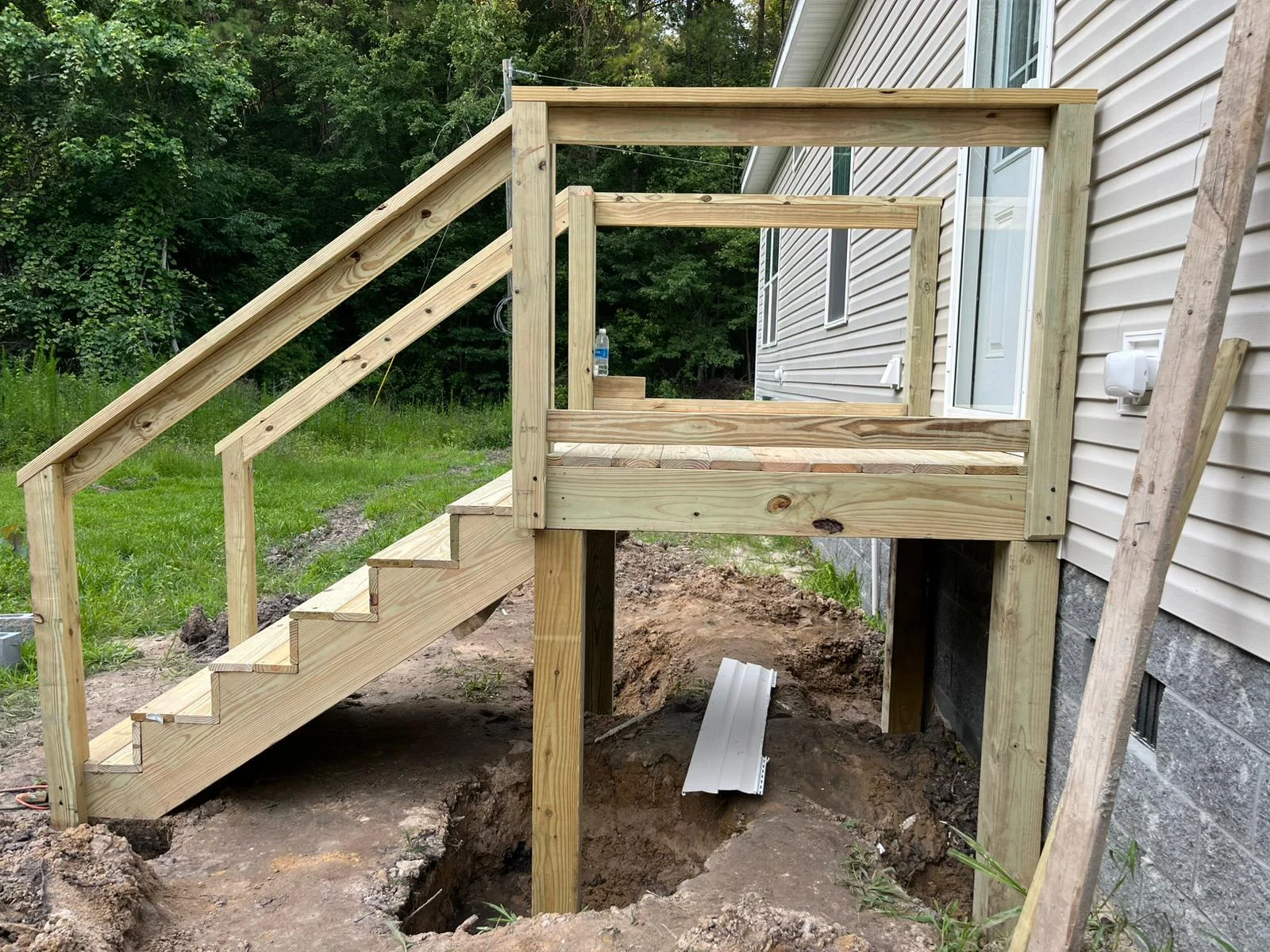 Pressure-Treated Entry Decks with Straight-Out Staircases