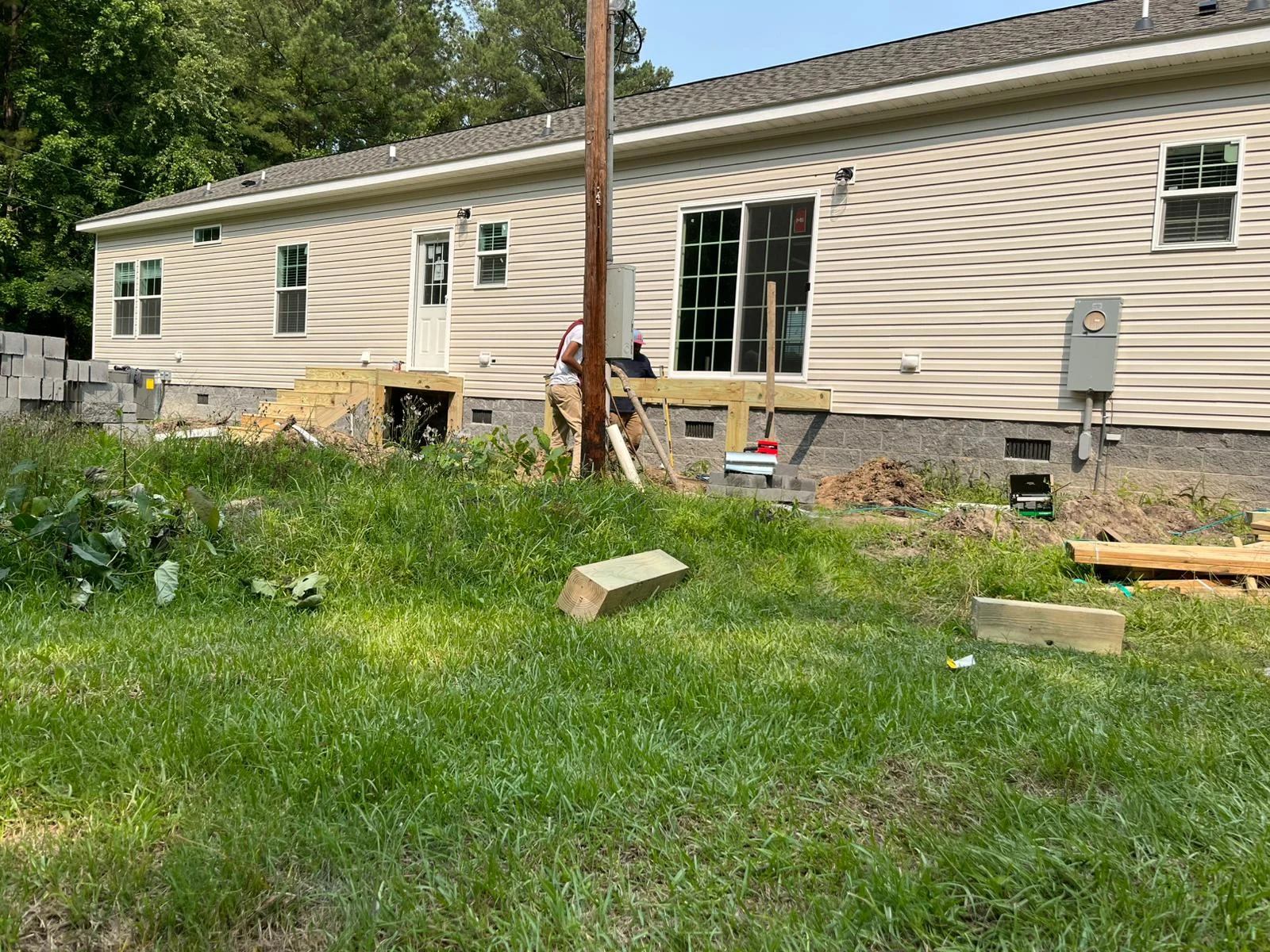 Pressure-Treated Entry Decks with Straight-Out Staircases